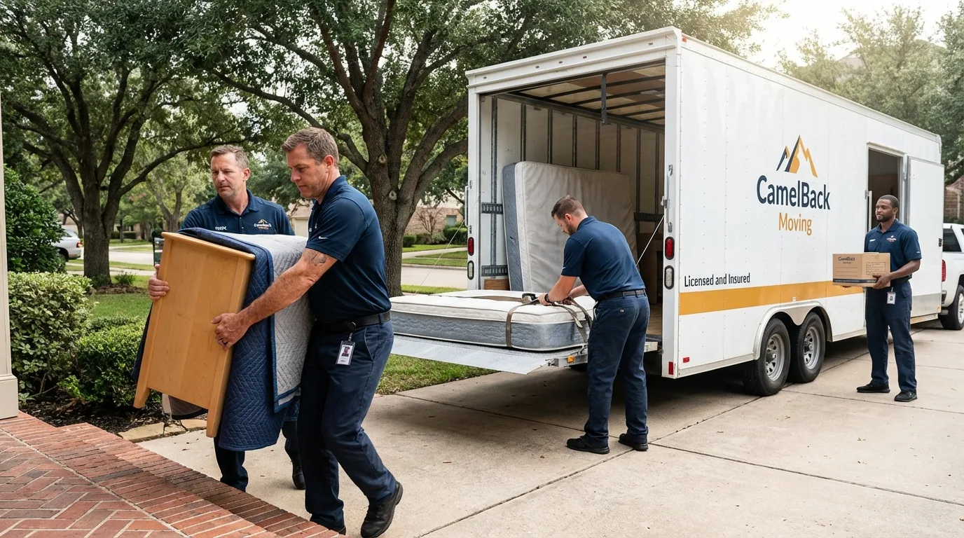 Crew loading residential truck for cross-state move from Erin, TN