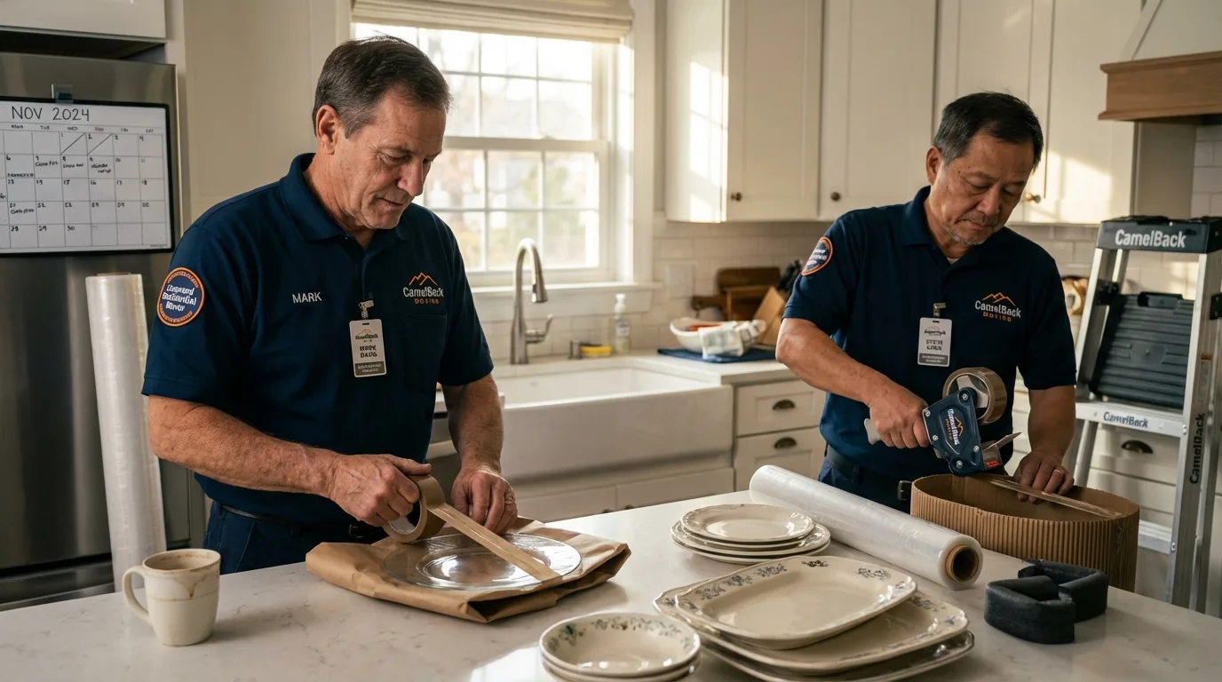 Professional crew packing kitchen dishware in Erin, TN